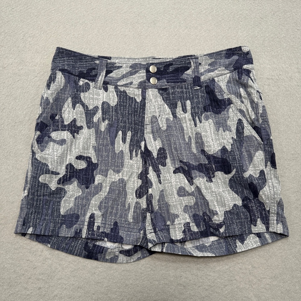 Columbia Shorts Women's 16 Gray Camo Lined Stretch Omni-Shield Hiking Outdoor